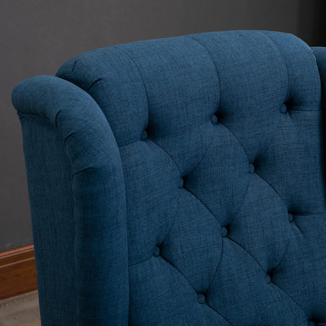 Fabric Accent Chair, Button Tufted Armchair Blue