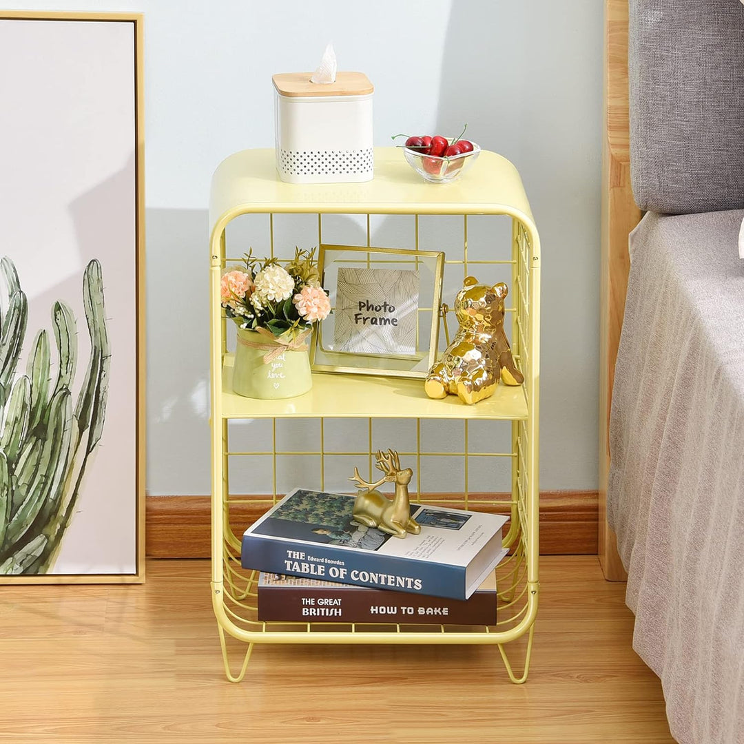 3 Tier Metal Side Table,Cute Nightstand,Coffee End Table