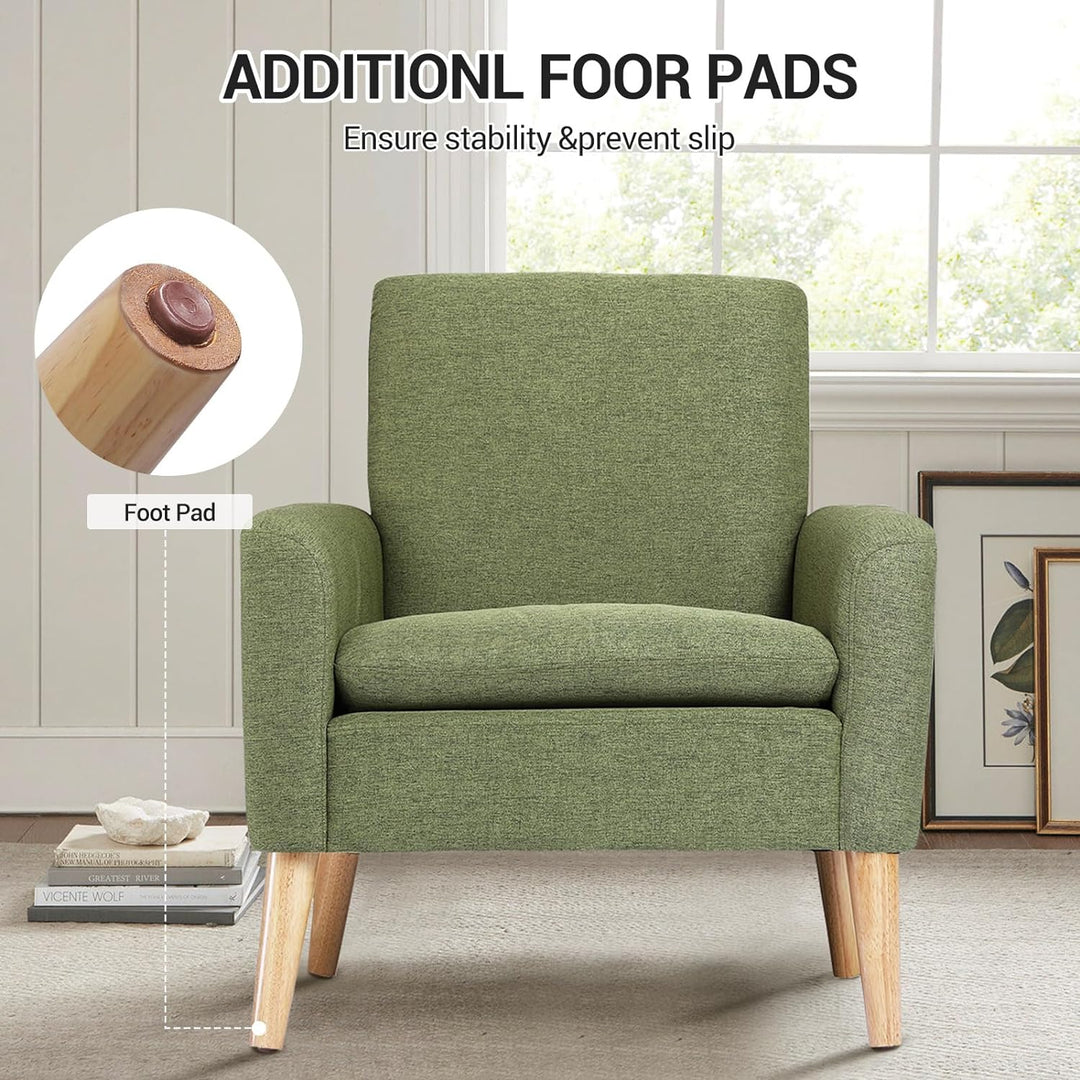 Mid-Century Modern Fabric Accent Chair Green