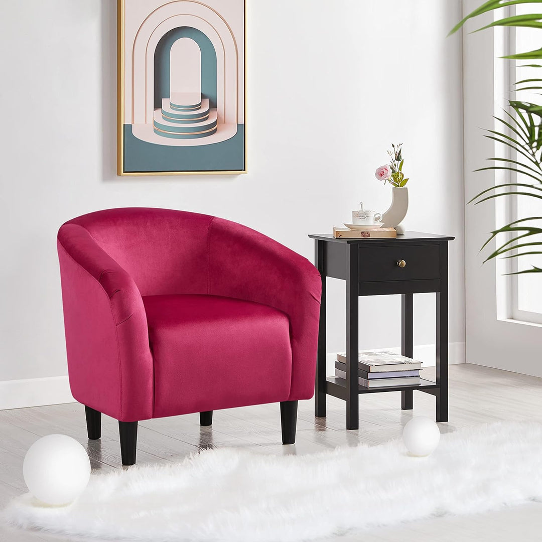 Velvet Accent Chair Upholstered Barrel Chair Sitting Chair Rose Red