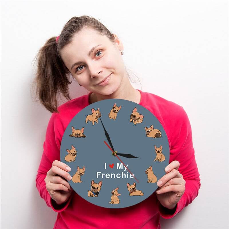 "I Love My Frenchie" Silent Non-Ticking Wall Clock