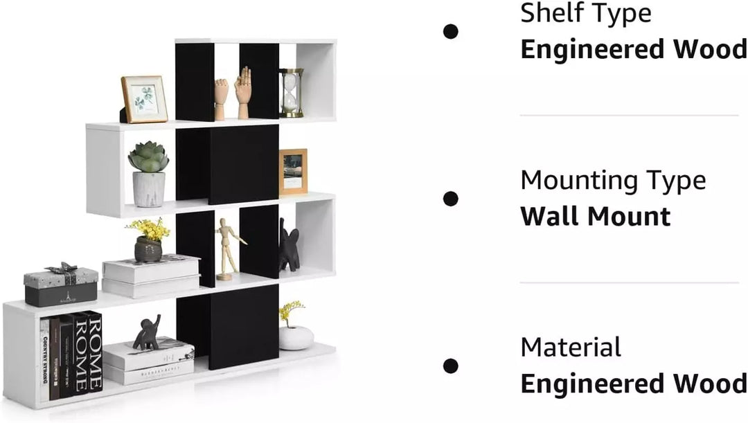 8 Cubes Bookshelf, Modern Ladder Corner Bookcase, 47 x 8 x 43 Inch