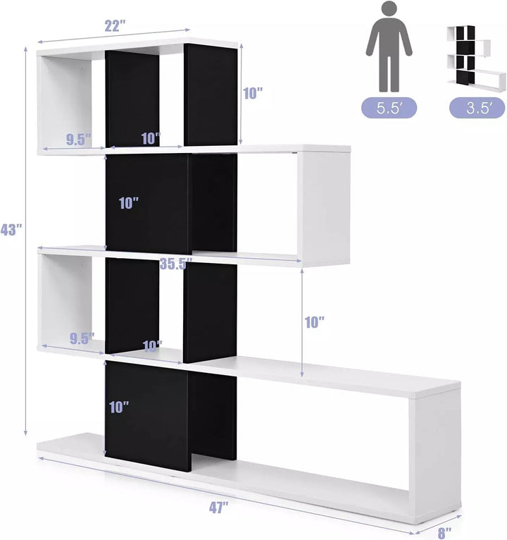 8 Cubes Bookshelf, Modern Ladder Corner Bookcase, 47 x 8 x 43 Inch