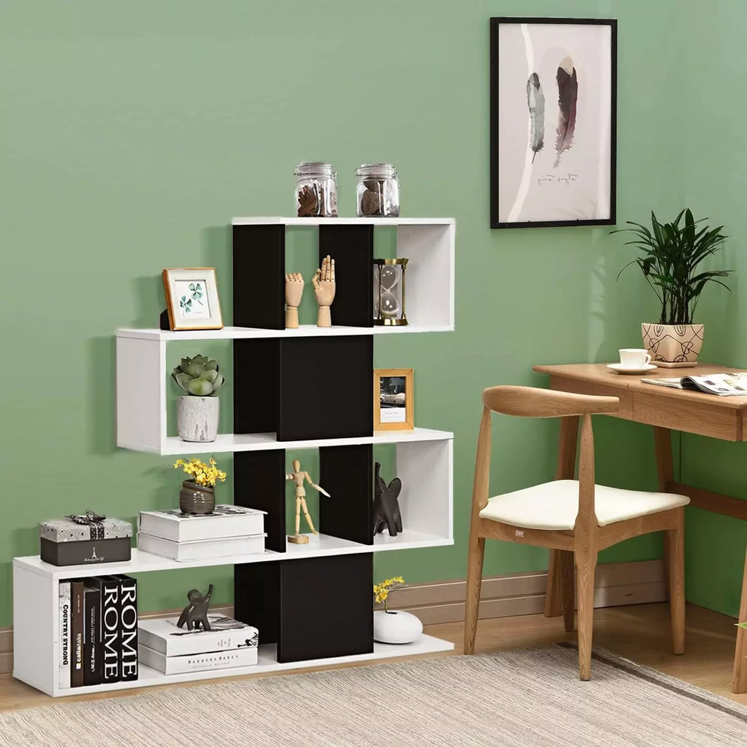 8 Cubes Bookshelf, Modern Ladder Corner Bookcase, 47 x 8 x 43 Inch