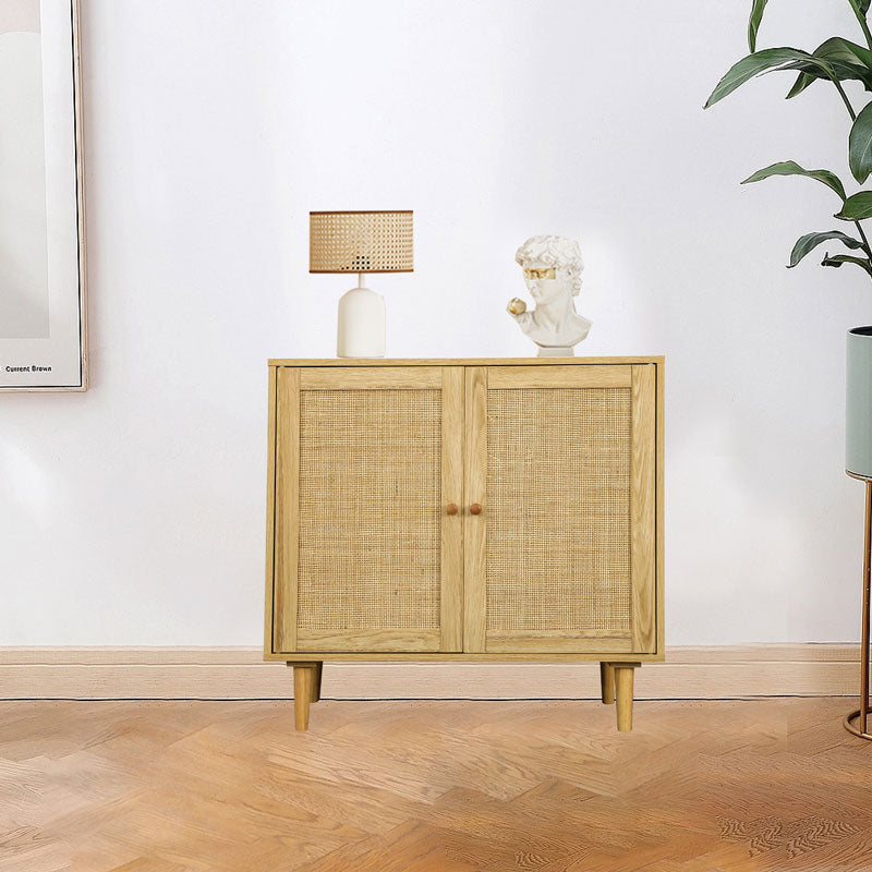 Rattan Accent Cabinet with Doors and Storage