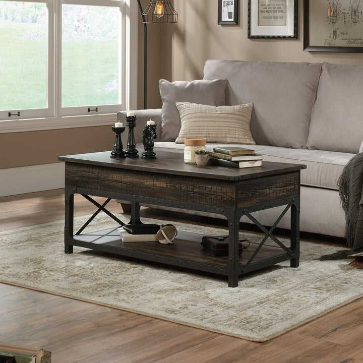 Sauder Steel River Lift Top Coffee Table, Carbon Oak Finish