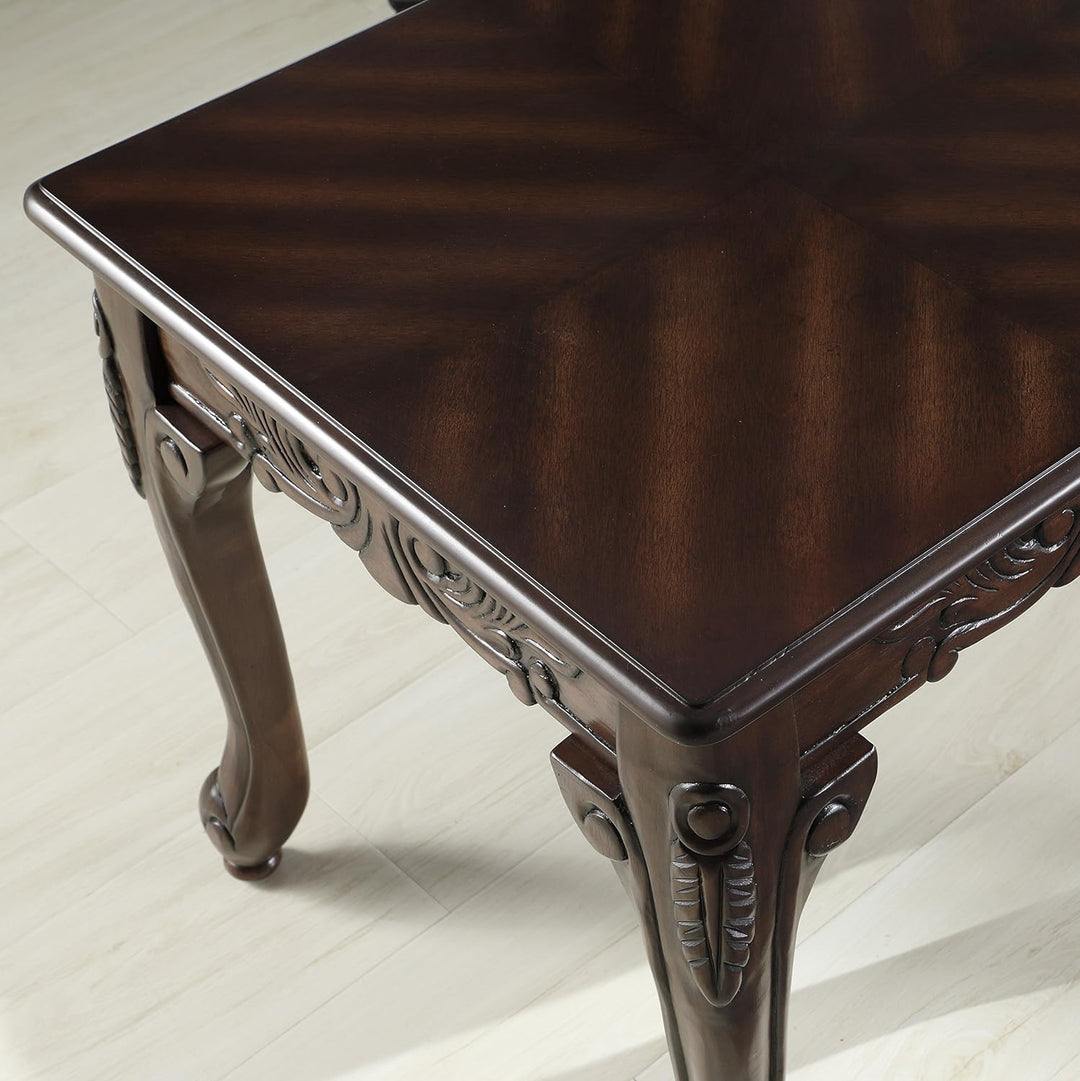 Ornate Traditional Wood Coffee Table, Dark Cherry