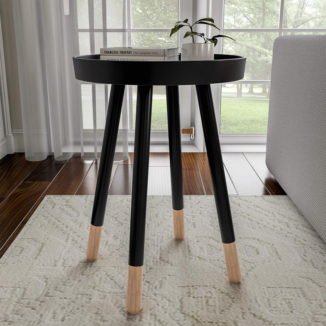 (Black) Round End Table Mid-Century Modern