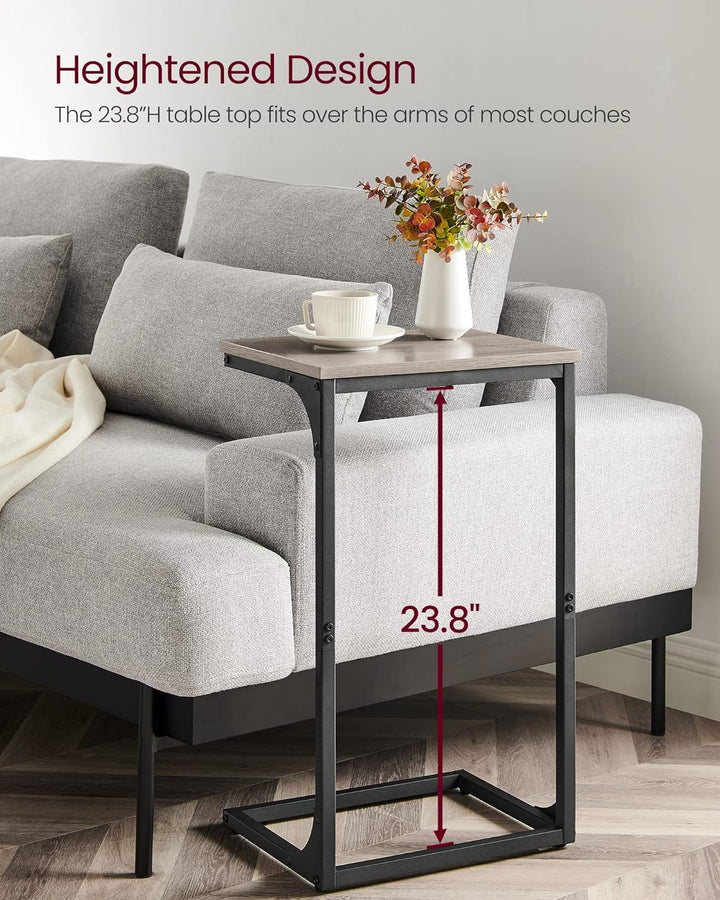 C-Shaped End Table, Sofa Side Table, Metal Frame