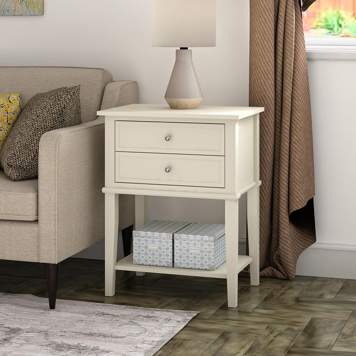 Franklin Accent Table, 2 Drawers, Soft White