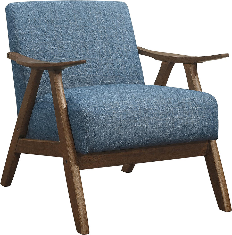 Mid Century Modern Accent Chair, Blue Fabric