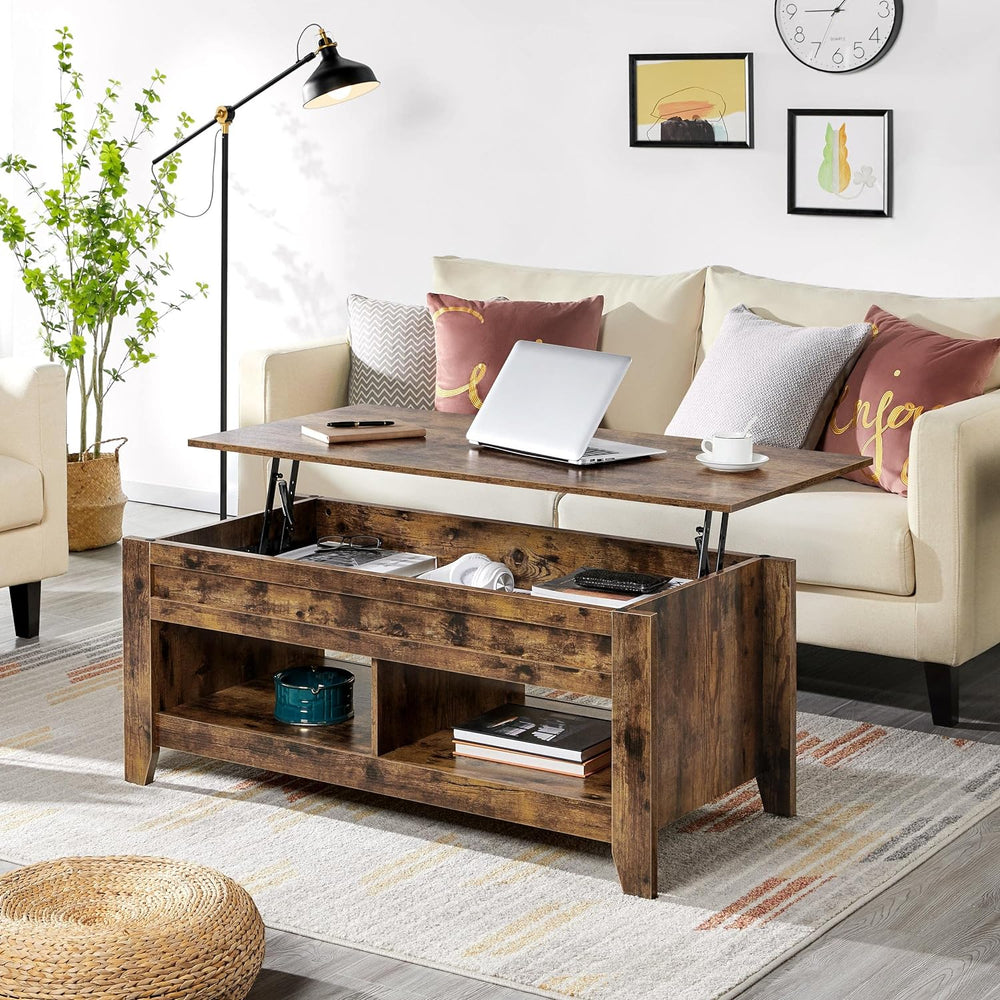 Yaheetech Lift Top Coffee Table with Hidden Storage, Rustic Brown