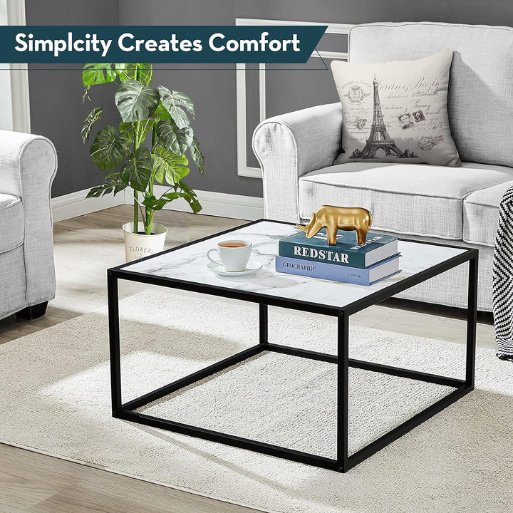 Marble Coffee Table, Small Square Center Table, Modern Design, White