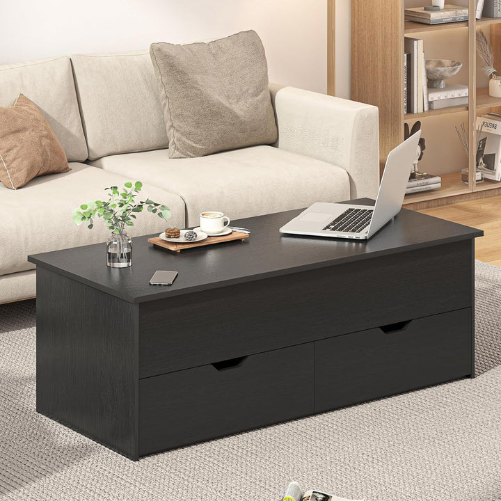 Lift Top Coffee Table with Hidden Storage, 3-Tier Modern Tea Table, Black