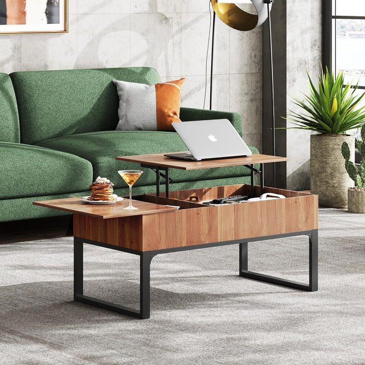 Lift Top Coffee Table with Hidden Storage, Modern Wood Design