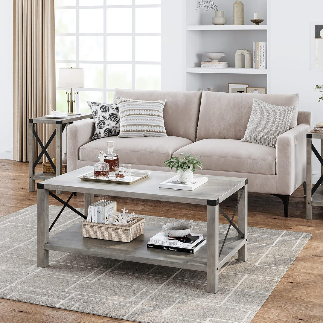 Rustic Farmhouse Tea Coffee Table, Grey