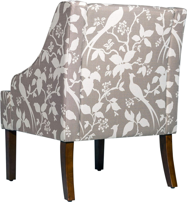 Velvet Swoop Arm Chairs, Grey Floral Tree