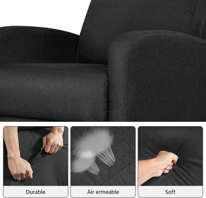 Fabric Recliner Chair Sofa Ergonomic Adjustable Matte Black