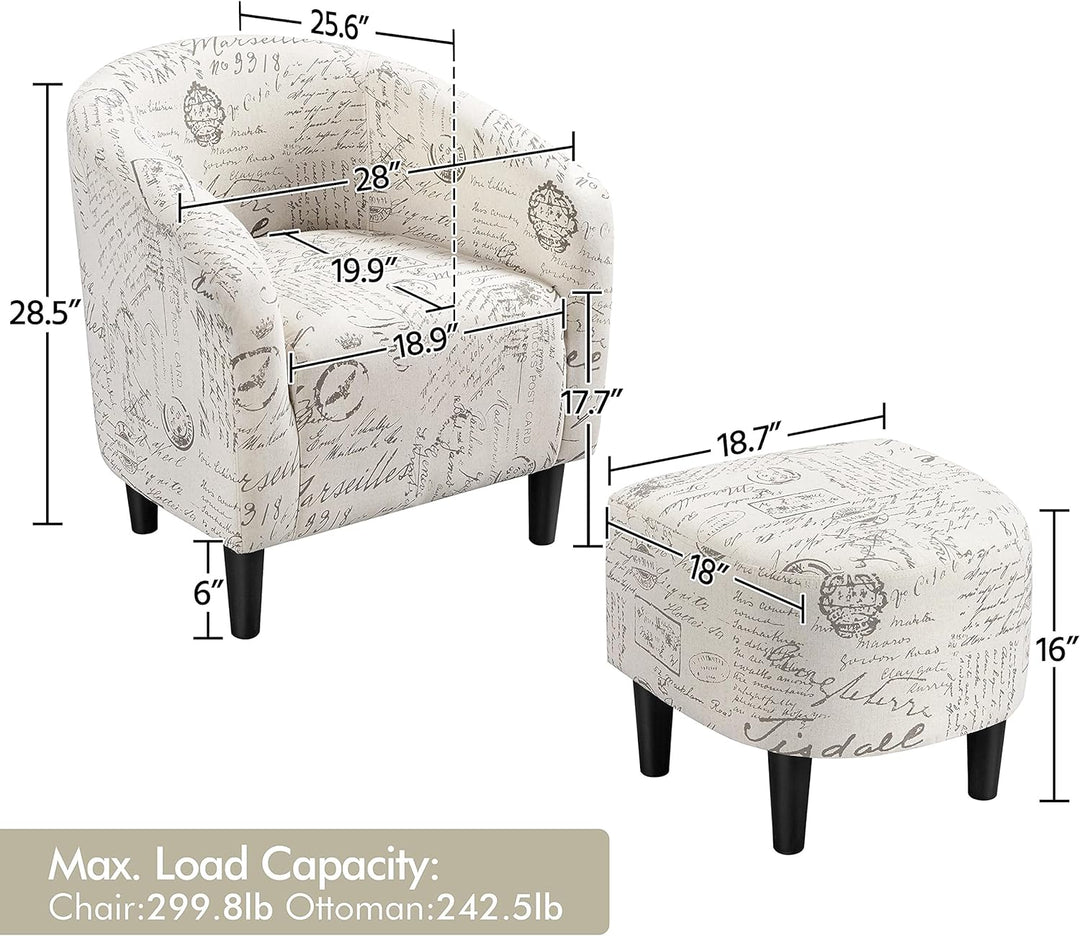 Modren Club Chair with Ottoman, Fabric Accent