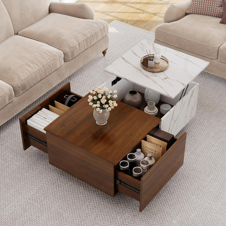 Elegant Wooden Coffee Tables with Storage, LED Center Tables