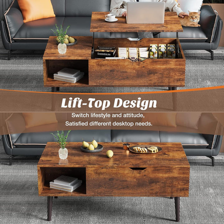 Stylish Lift-Top Coffee Table, Brown