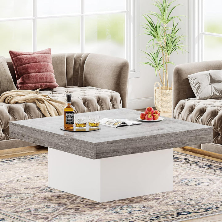 Rustic Farmhouse Coffee Table, Grey and White