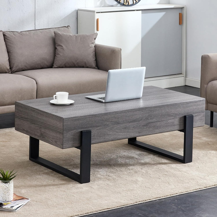 Rustic Modern Rectangular Coffee Table, Grey