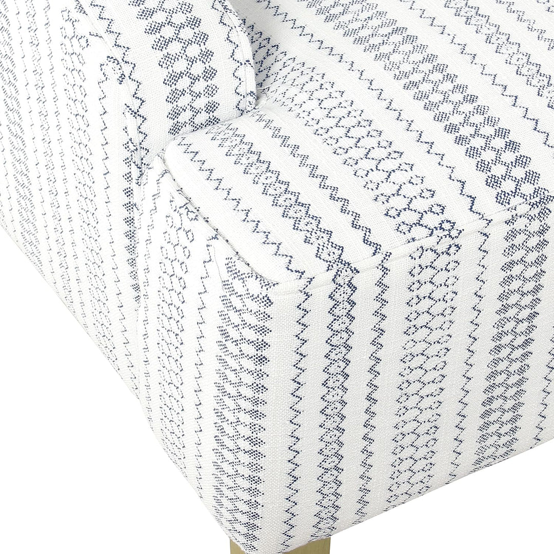 Velvet Swoop Arm Accent Chair, Blue White Stripe