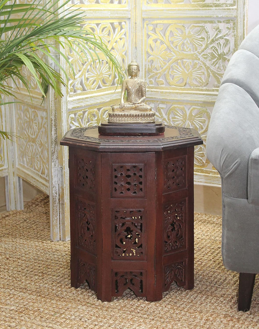 Solid Wood Accent End Table 18x18 Octagon