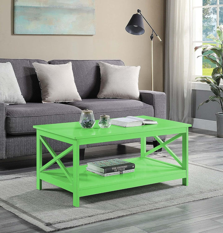 Convenience Concepts Oxford Coffee Table with Shelf, Lime