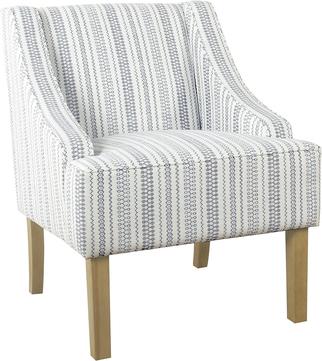 Velvet Swoop Arm Accent Chair, Blue White Stripe