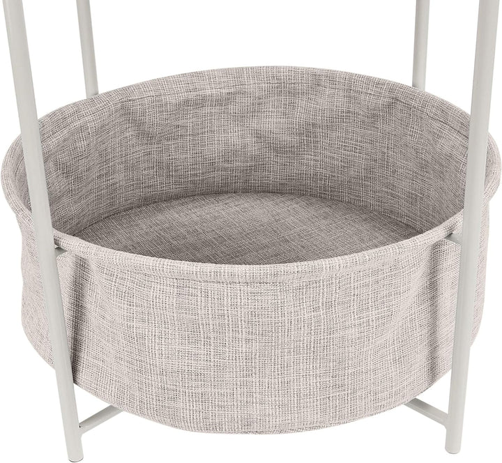 Basics Round Storage End Table, White/Heather Gray, 17.7