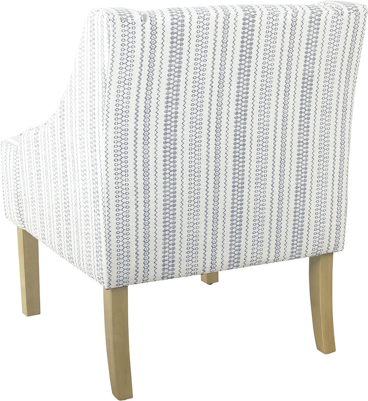 Velvet Swoop Arm Accent Chair, Blue White Stripe