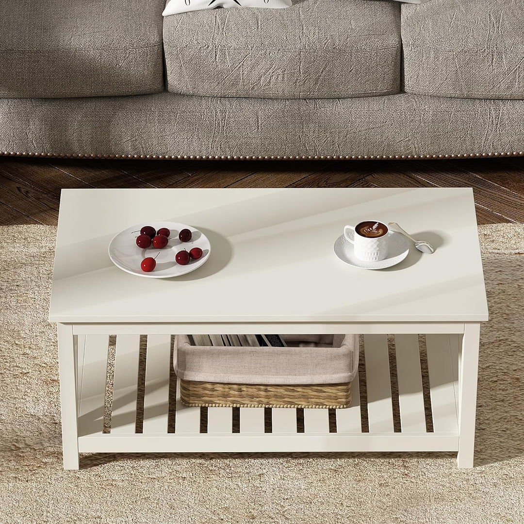 ChooChoo Coffee Table, Living Room Table, Antique White