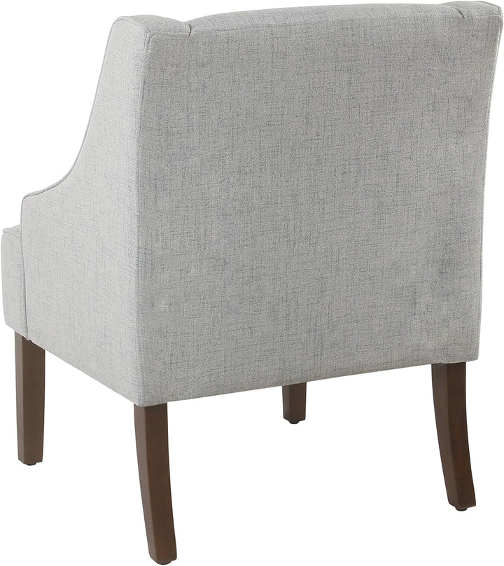 Velvet Swoop Arm Living-Room-Chairs, Light Grey