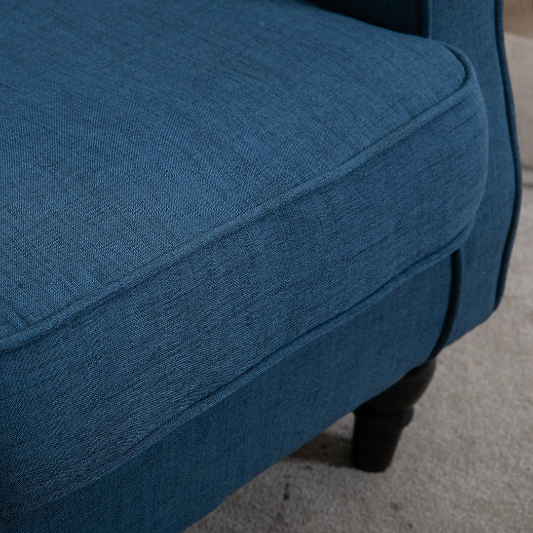 Fabric Accent Chair, Button Tufted Armchair Blue