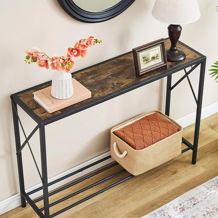 Console Table, 2-Tier Industrial Entryway, Rustic