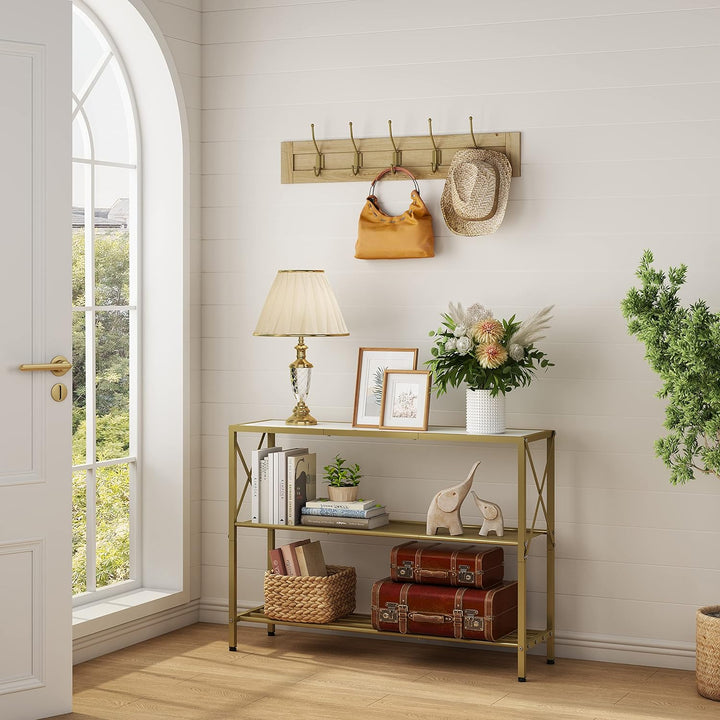 Gold Console Table, 3 Tier Entryway Hallway