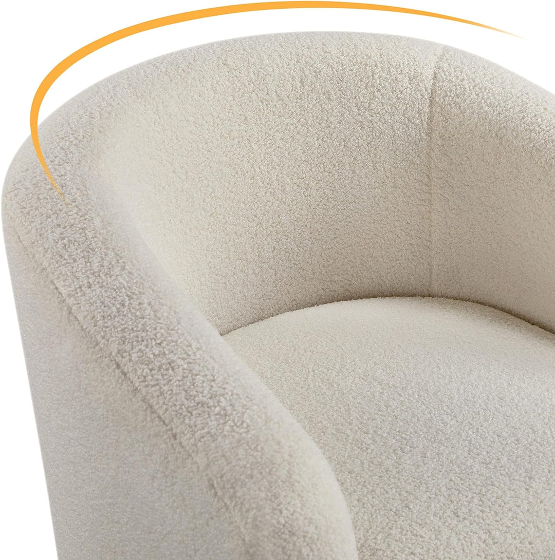 Barrel Chair, Soft Sherpa Accent Chair Ivory