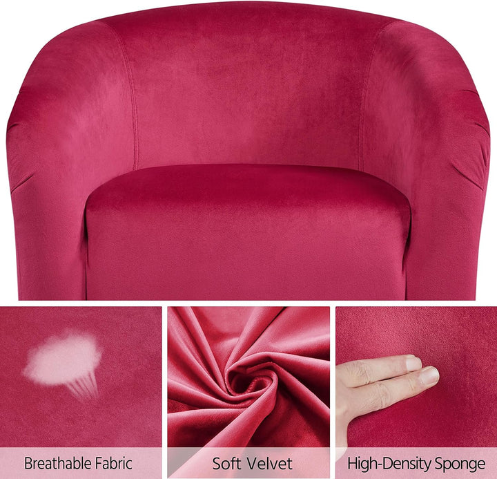 Velvet Accent Chair Upholstered Barrel Chair Sitting Chair Rose Red