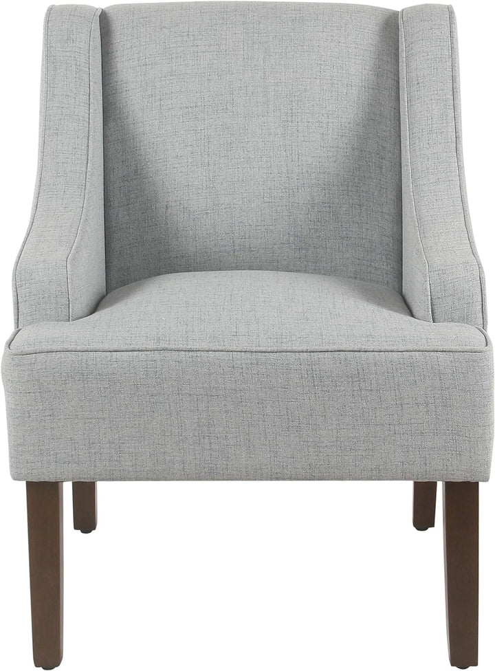 Velvet Swoop Arm Living-Room-Chairs, Light Grey