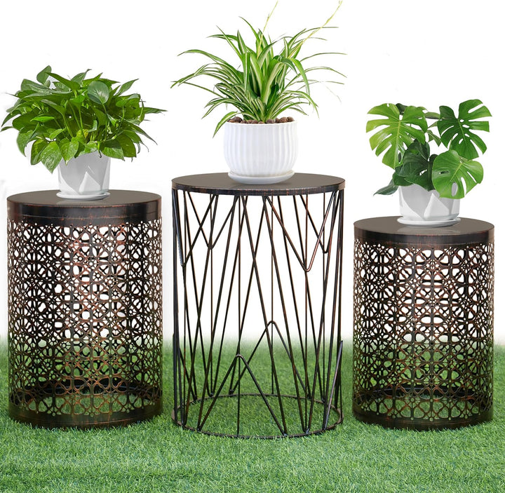 Multifunctional Indoor/Outdoor Side & Coffee Tables, Flower Bronze