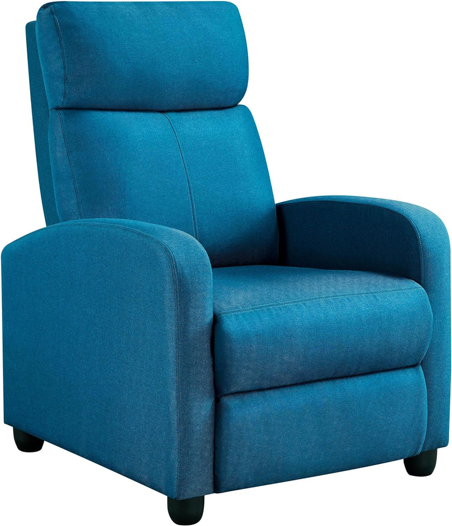 Fabric Recliner Sofa Blue Modern Single Recliner