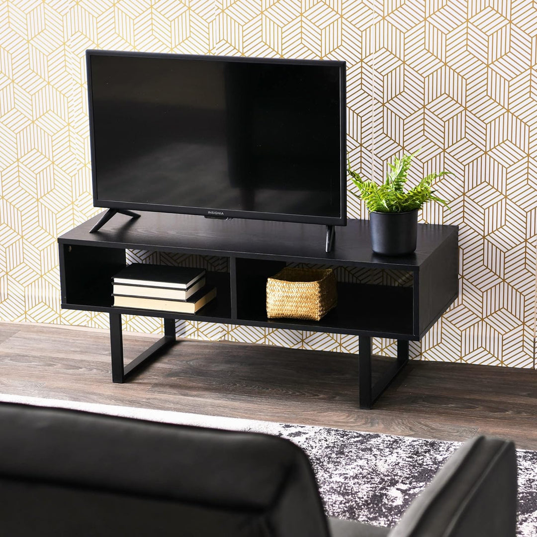 Jamestown TV Stand Coffee Table with Rectangular Storage, Black Oak