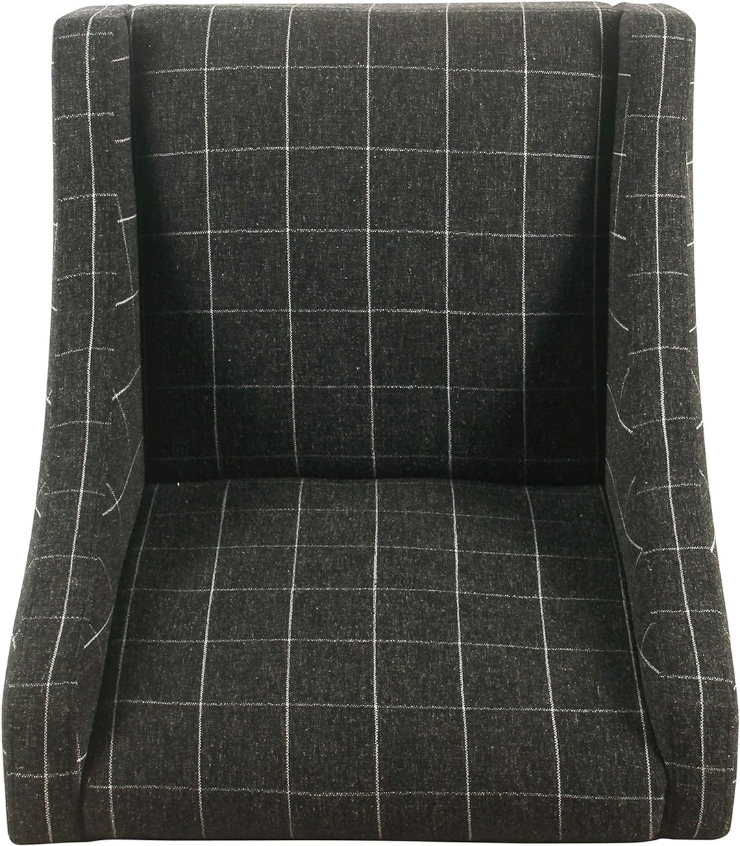 Modern Swoop Arm Accent Chair, Black Windowpane