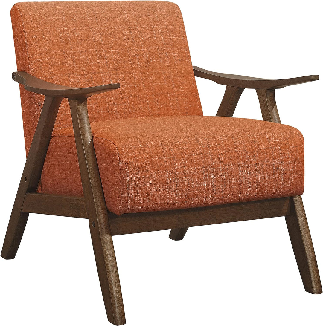 Mid Century Modern Accent Chair, Orange Linen