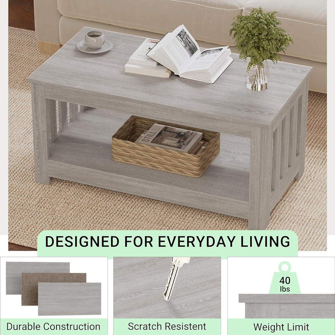 Stylish Rectangular Coffee Table, Grey