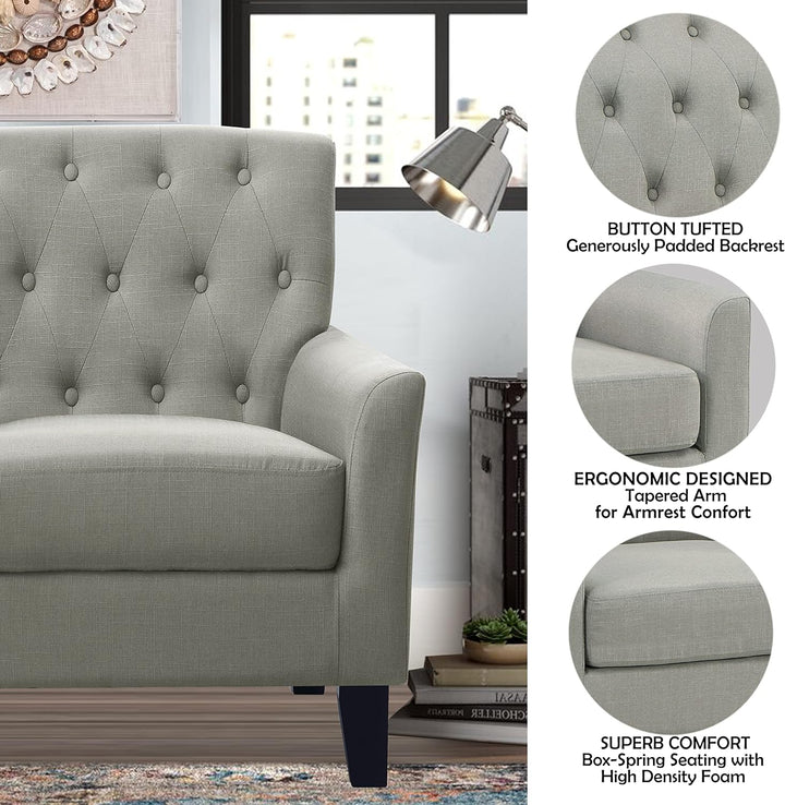 Keene 30Accent Fabric Upholstered Arm Tufted Chair Grey