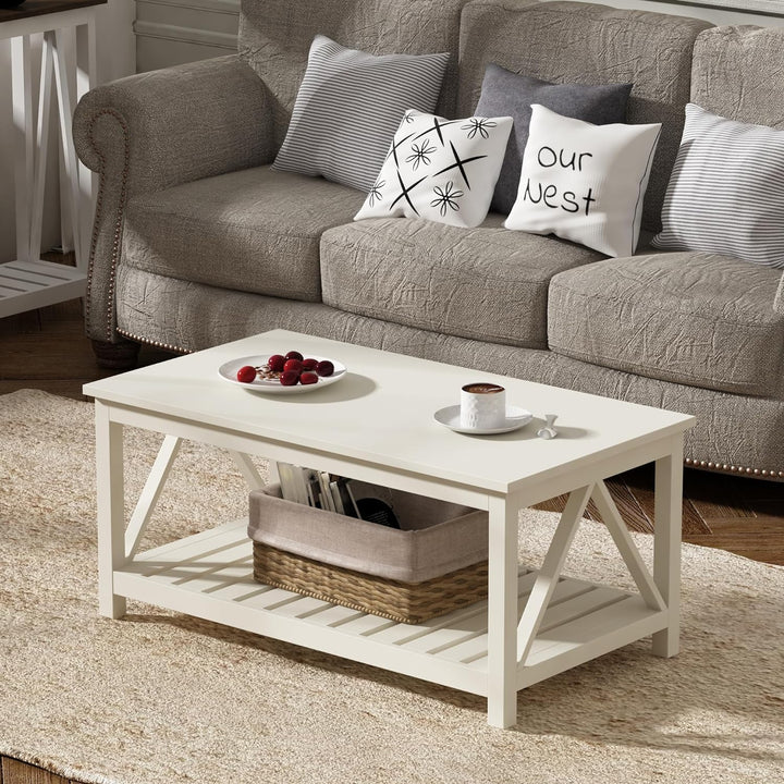 ChooChoo Coffee Table, Living Room Table, Antique White