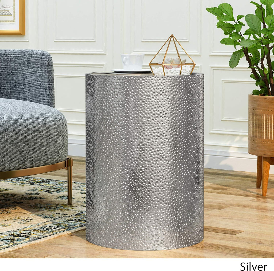 Rache Modern Round Accent Table Silver